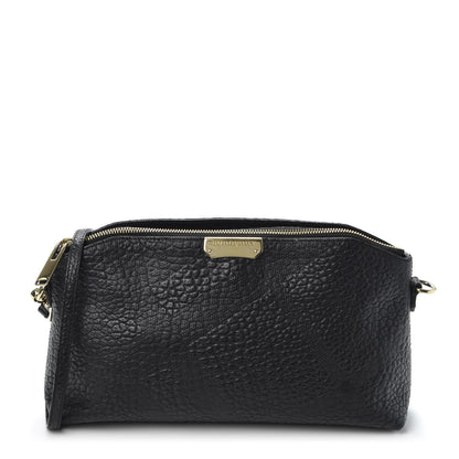 Burberry Signature Grain Calfskin Check Embossed Small Chichester Crossbody Clutch Bag Black 1 of 10