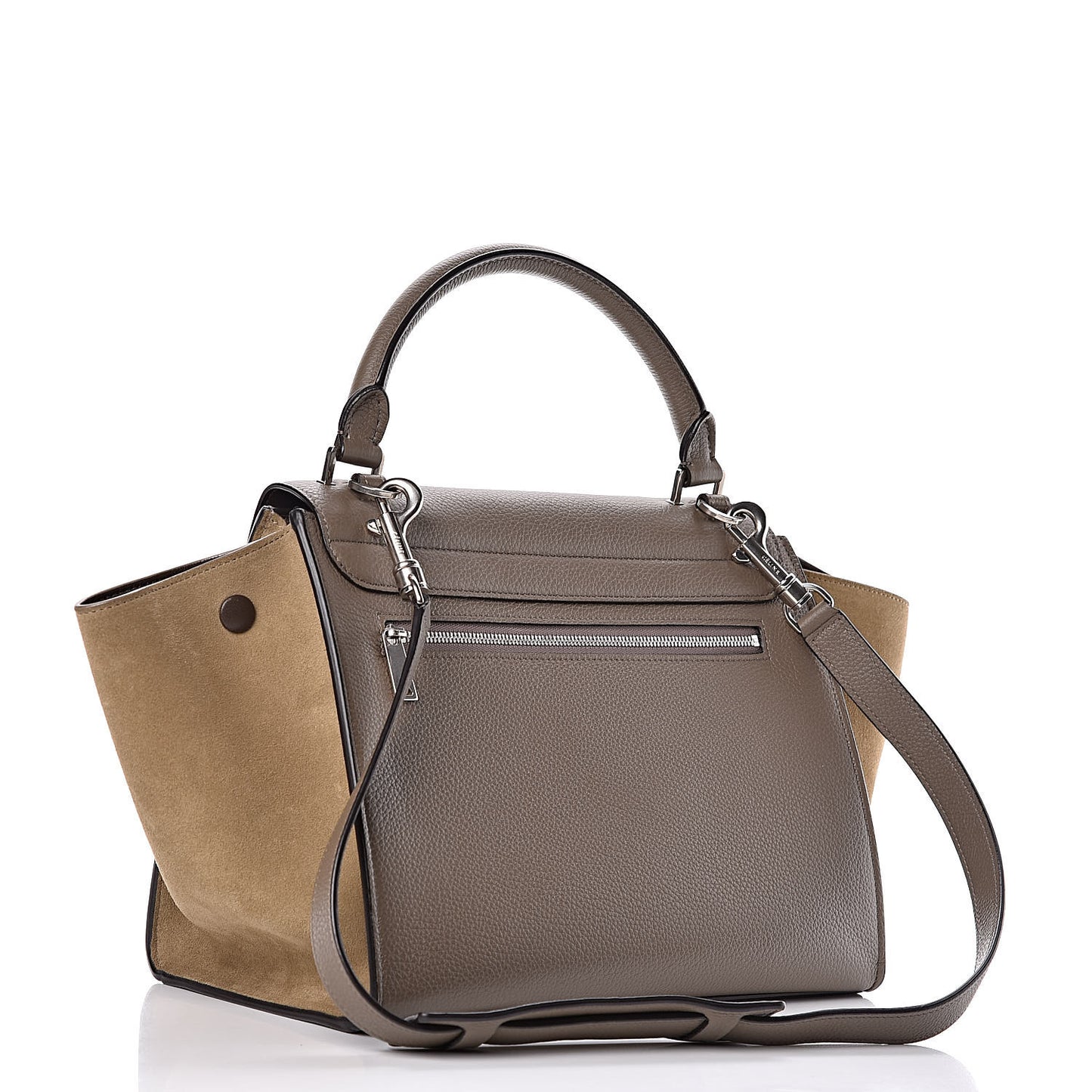 Drummed Calfskin Suede Small Trapeze Souris