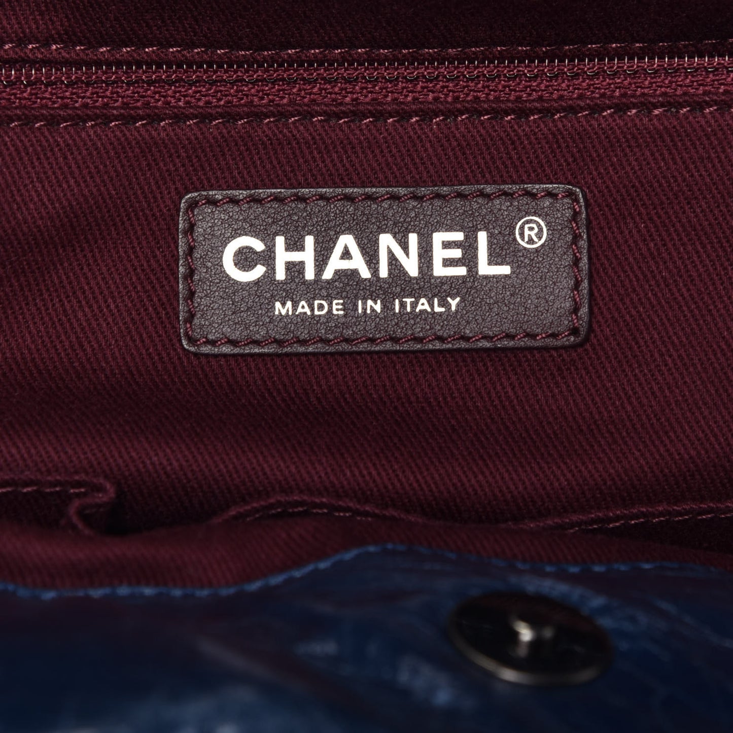 Iridescent Calfskin Quilted Large In The Mix Tote Navy