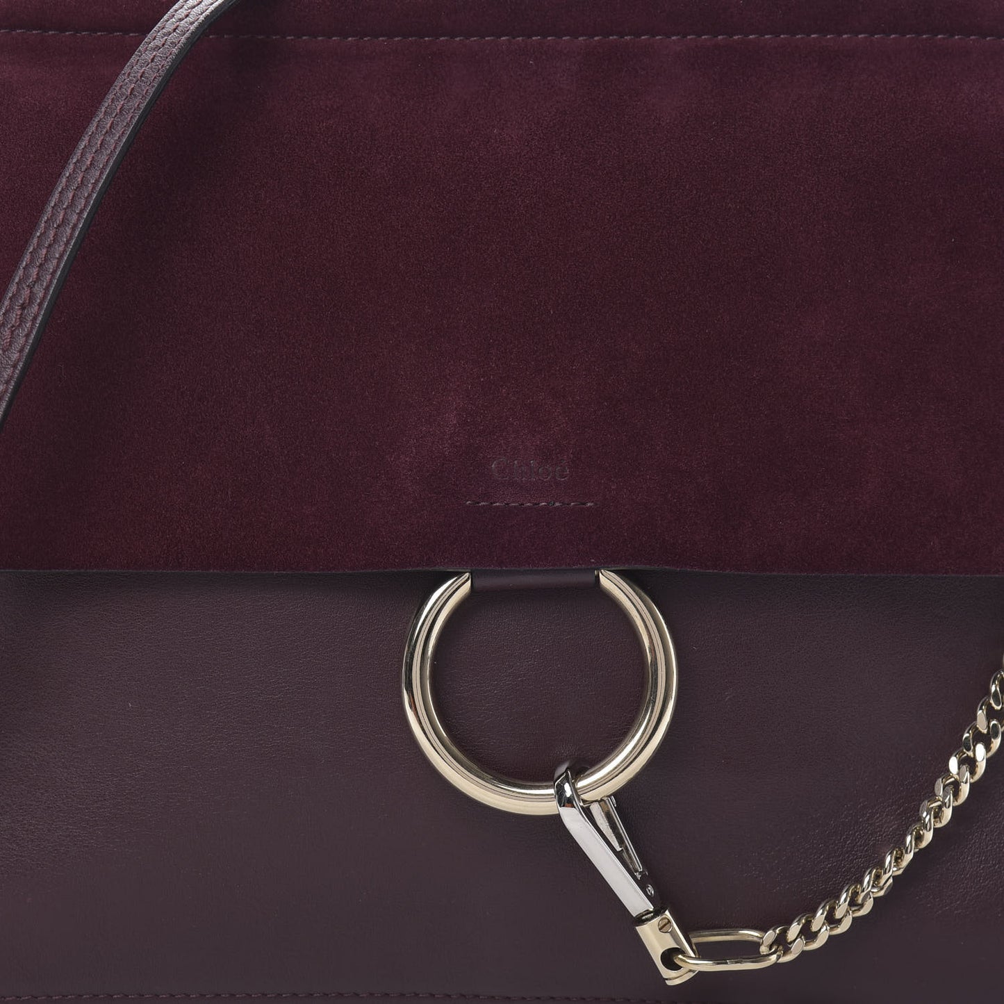 Calfskin Suede Medium Faye Shoulder Bag Plum Purple