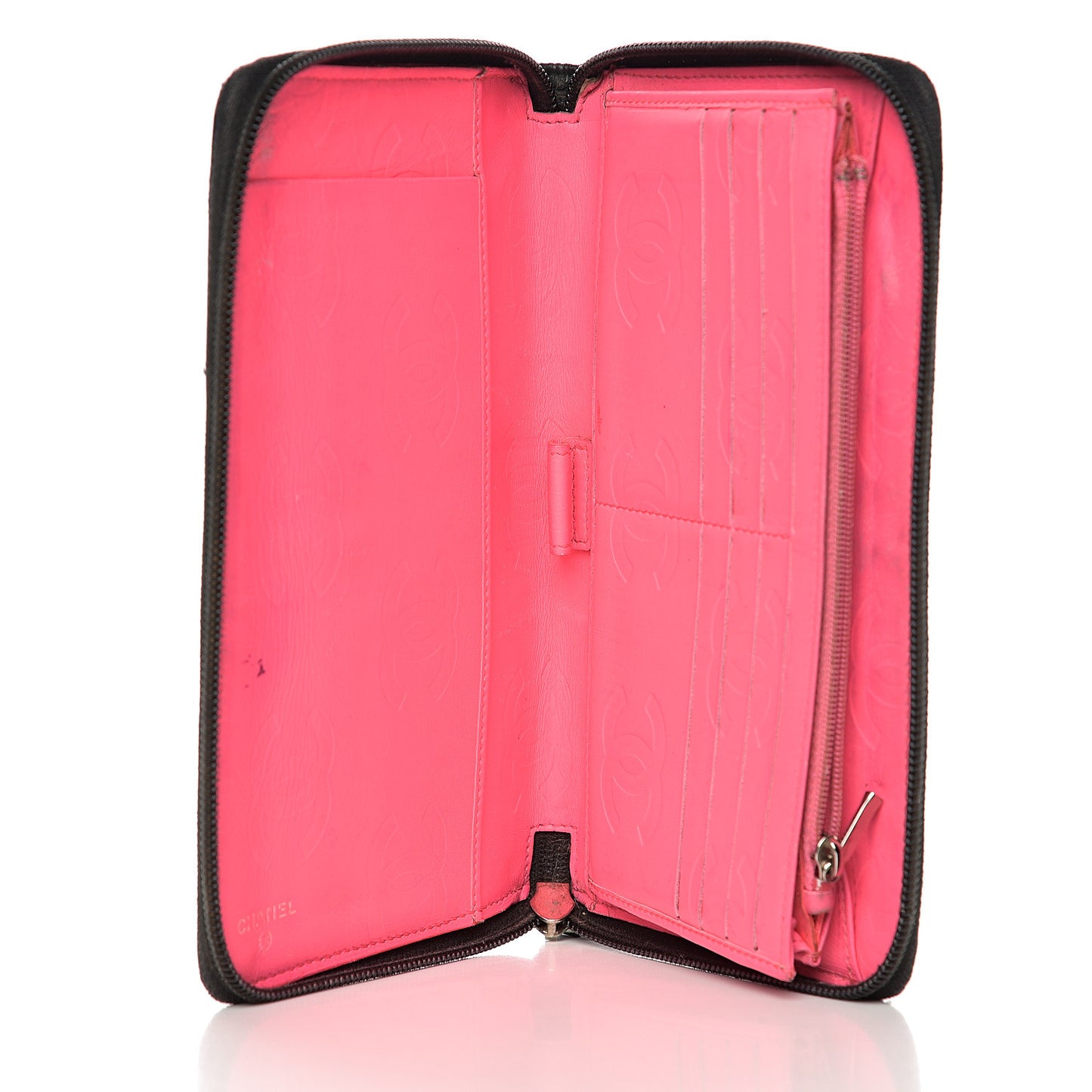 Calfskin Cambon Zip Around Organizer Wallet Black