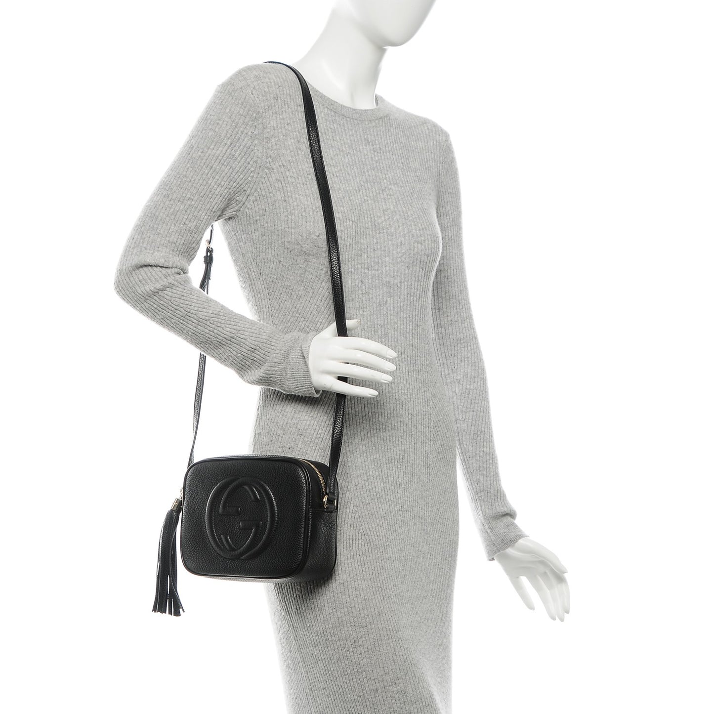 Pebbled Calfskin Small Soho Disco Bag Black