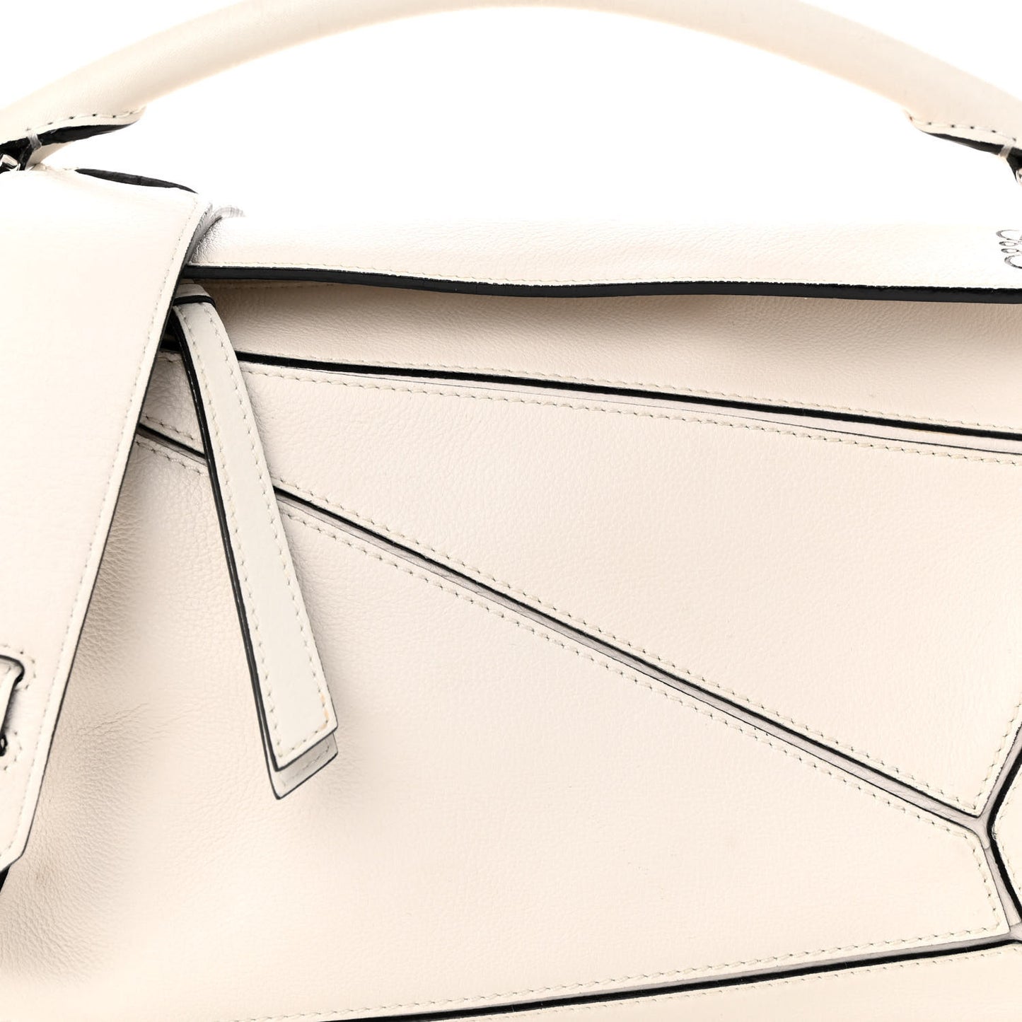Grained Calfskin Small Puzzle Bag White
