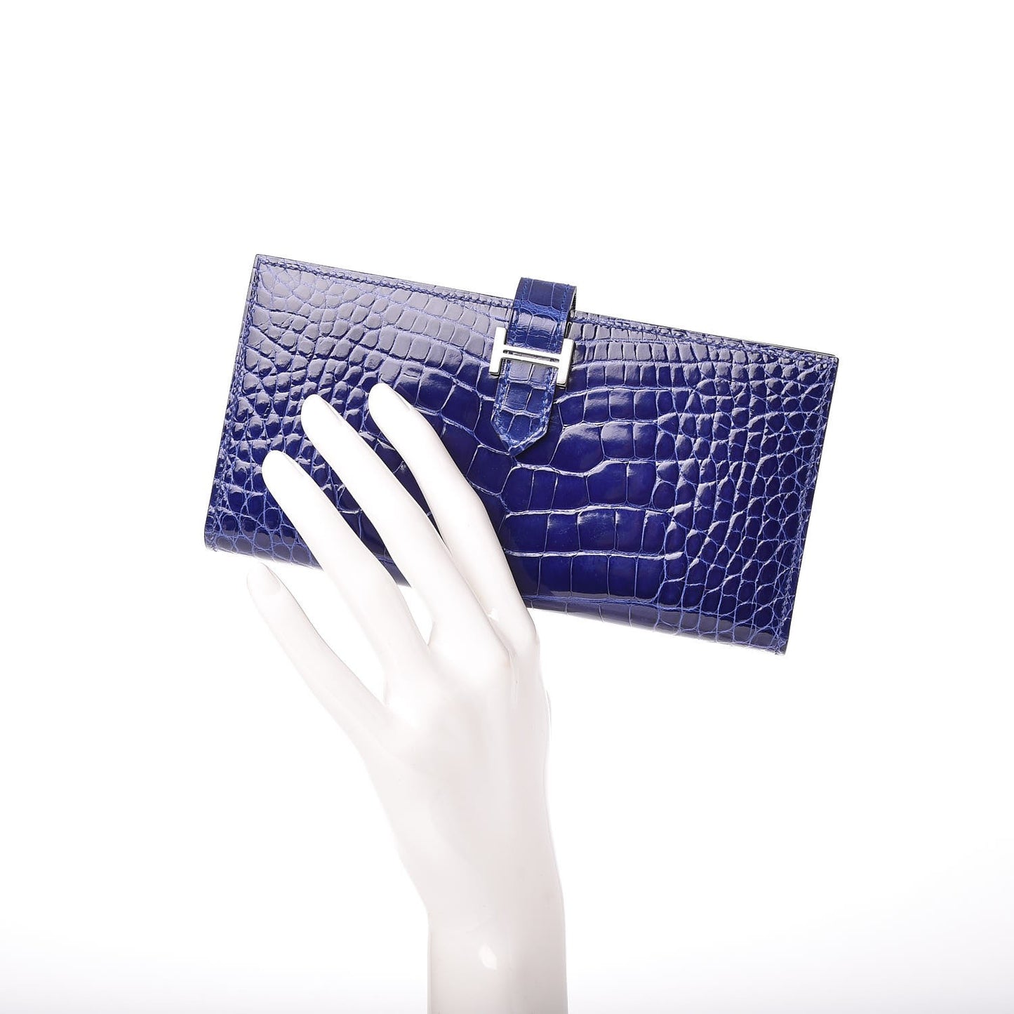 Shiny Alligator Bearn Wallet Bleu Electrique