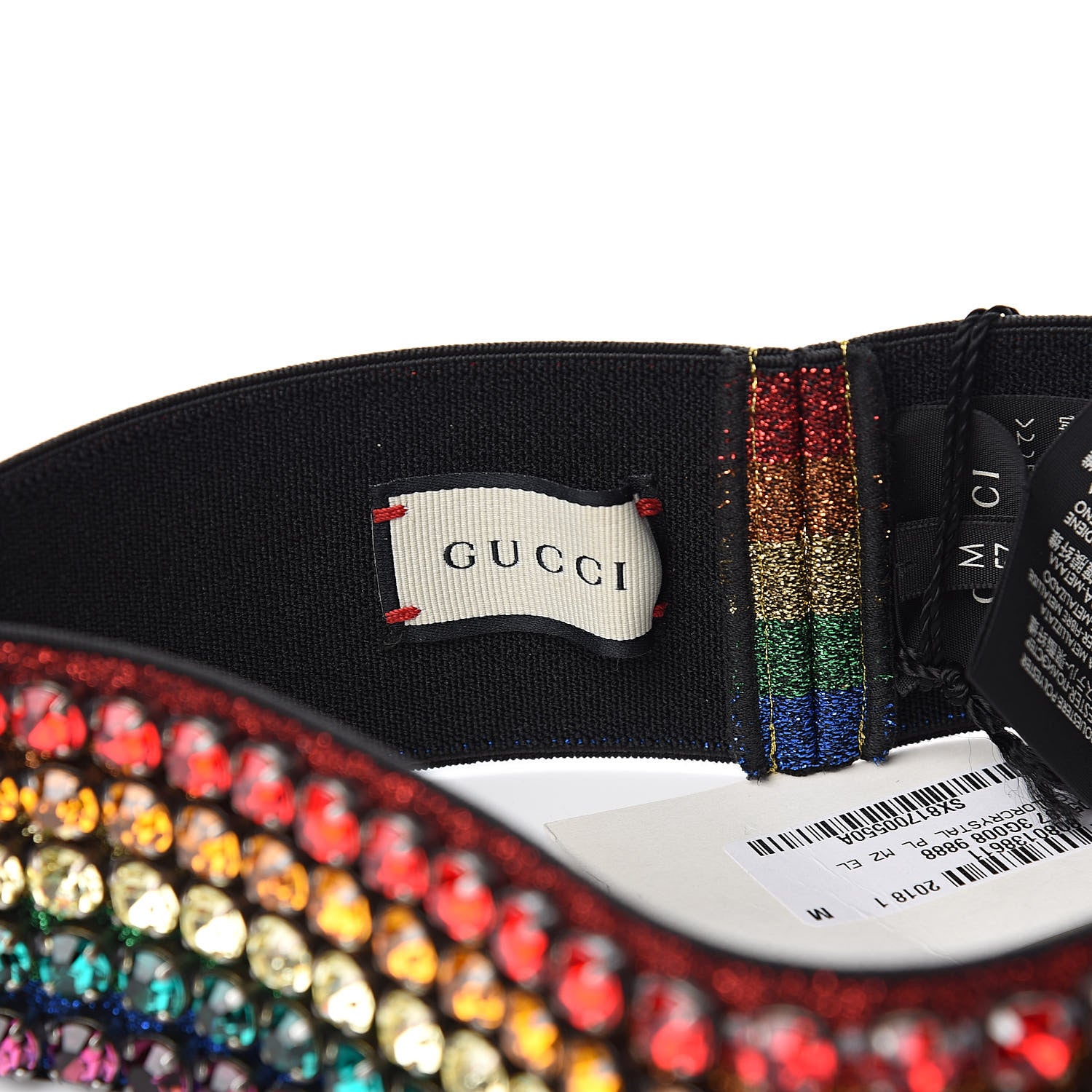 Gucci Metallic Crystal Embellished Webby Headband 57 Rainbow 5 of 6