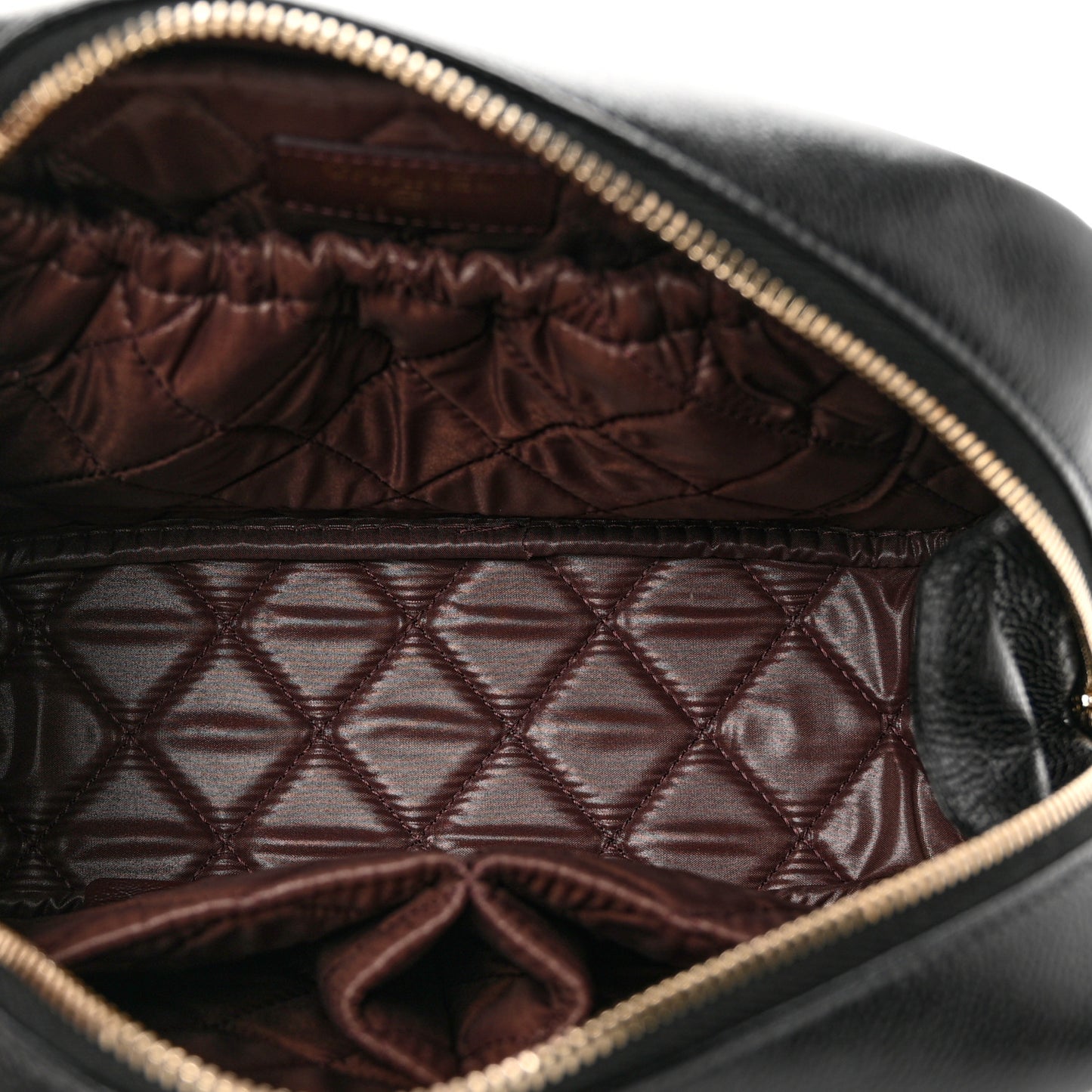 Caviar Quilted Curvy Pouch Cosmetic Case Black