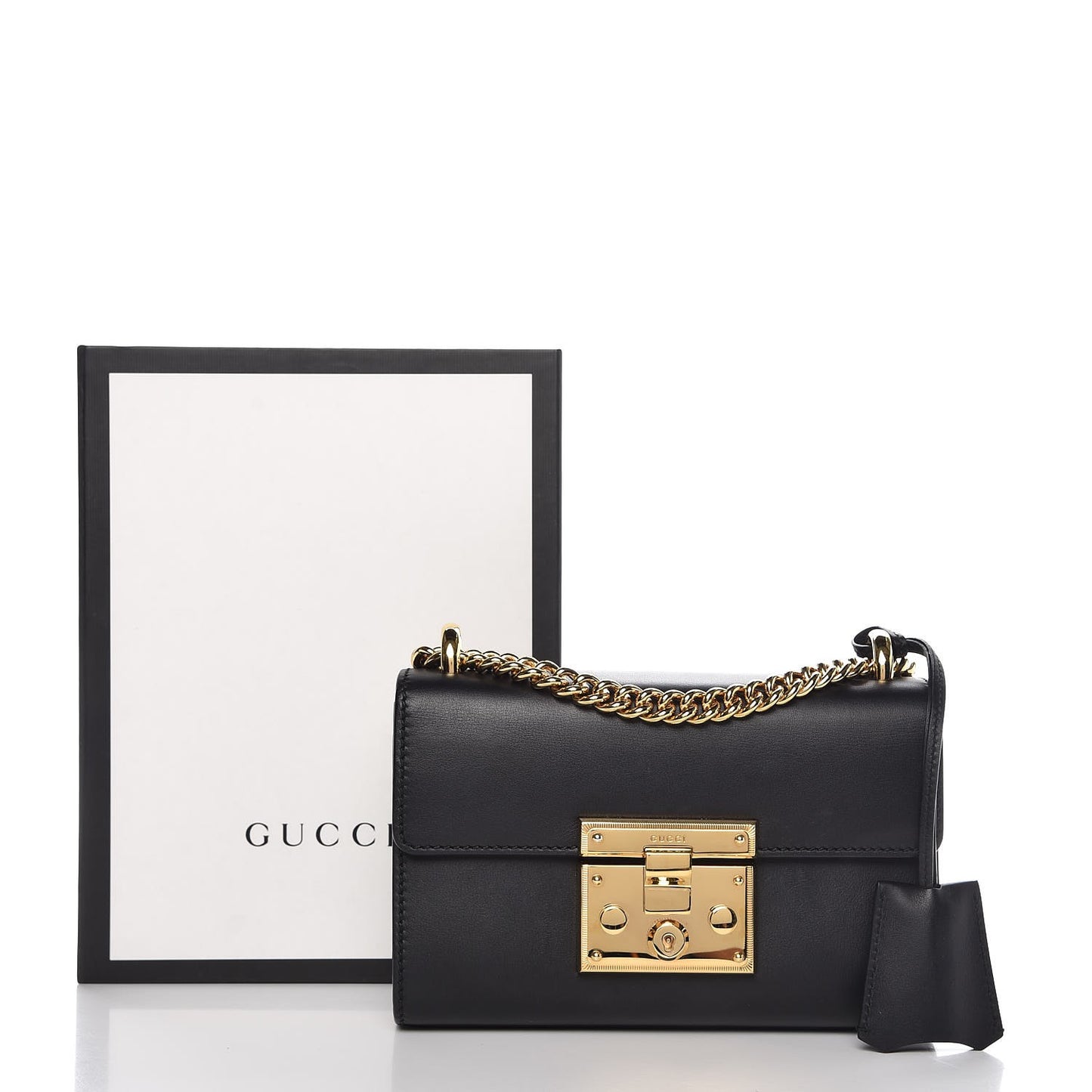 Calfskin Small Padlock Shoulder Bag Black
