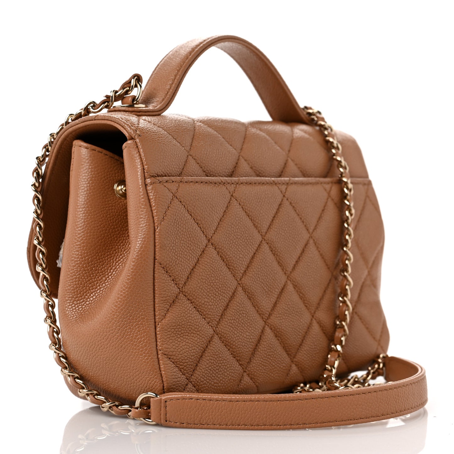 Caviar Quilted Small Business Affinity Flap Camel