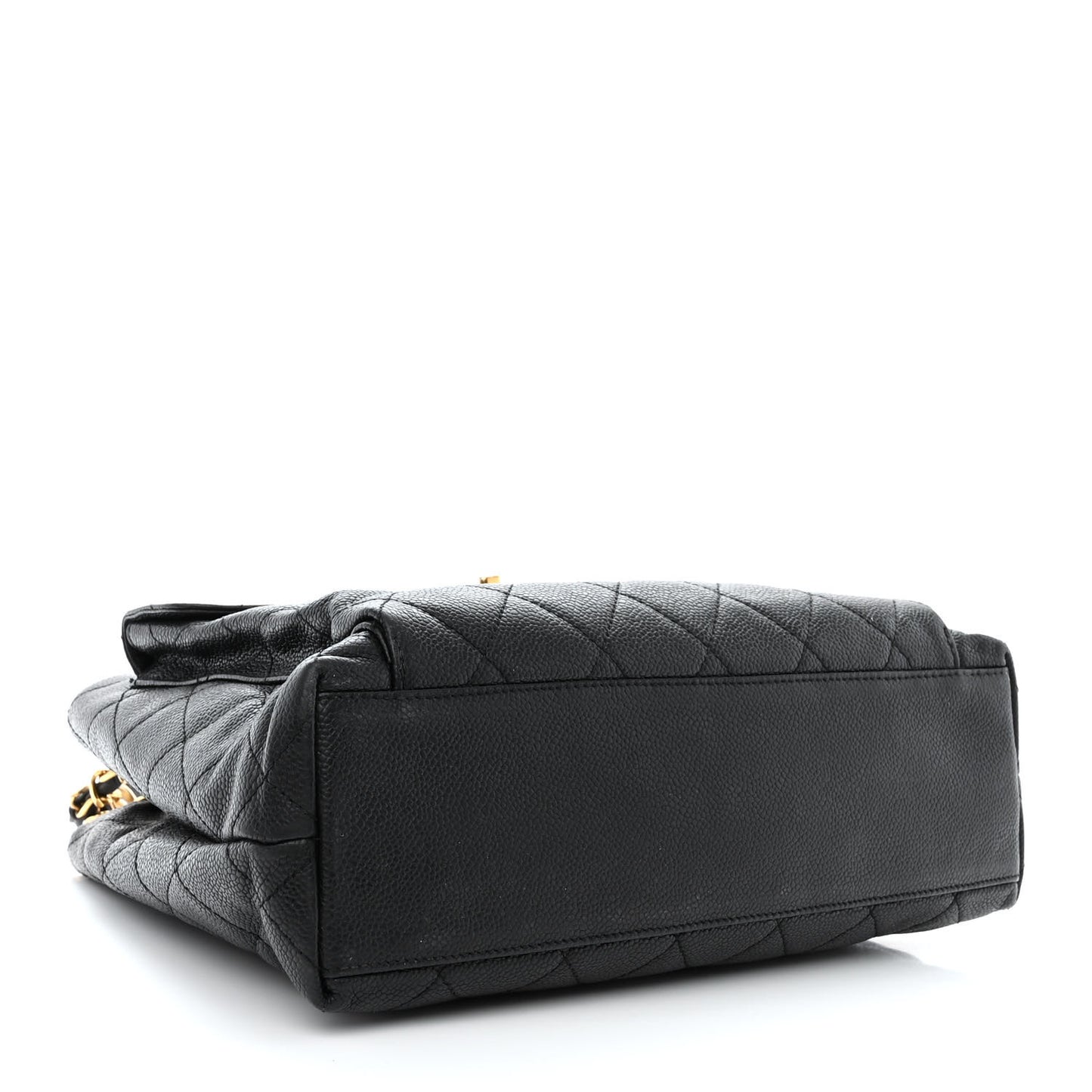 Caviar Quilted Pocket Shopping Tote Black