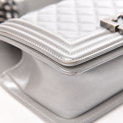 Chanel Metallic Calfskin Quilted Small Boy Flap Silver 11 of 15