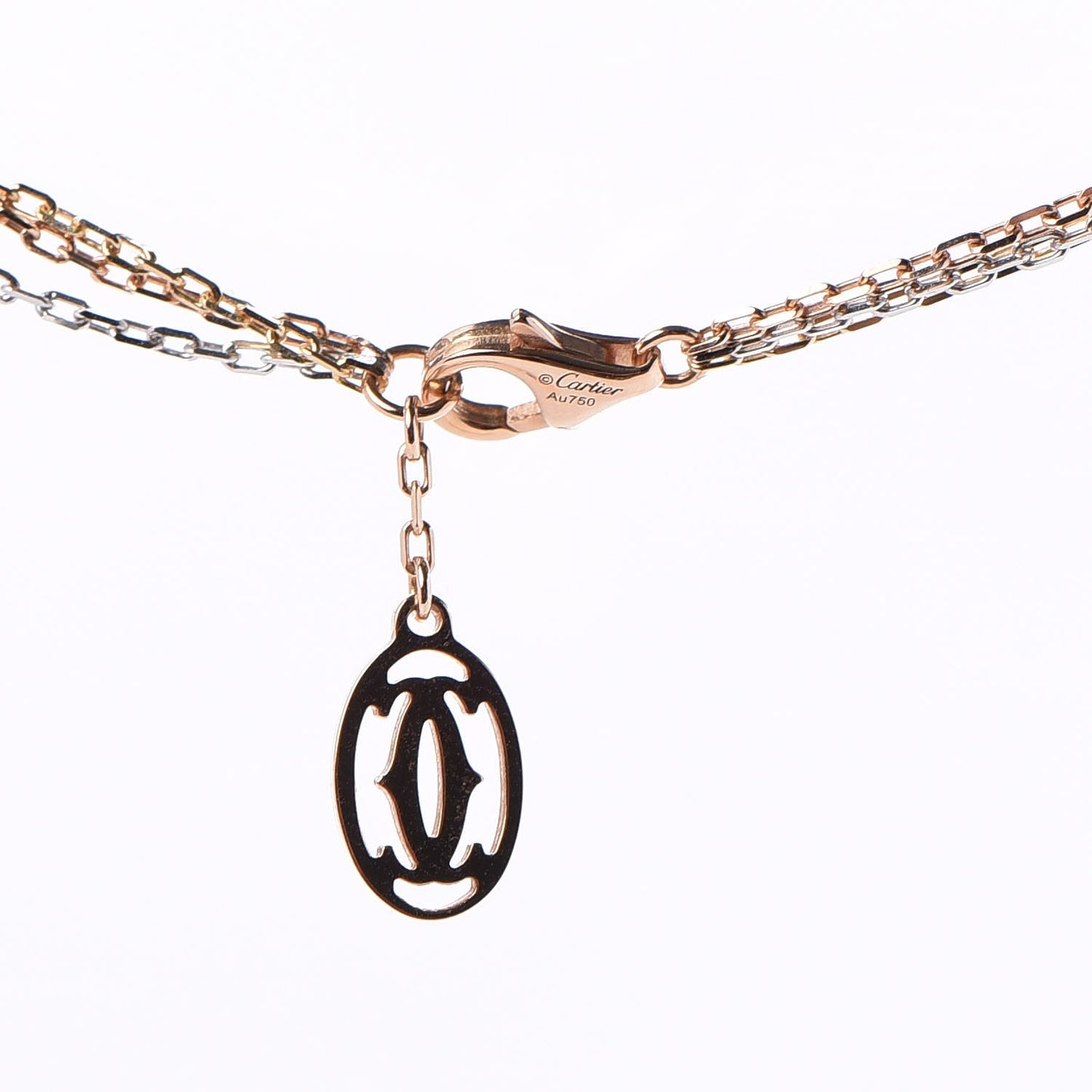 18K Pink Yellow White Gold Three Chain Necklace