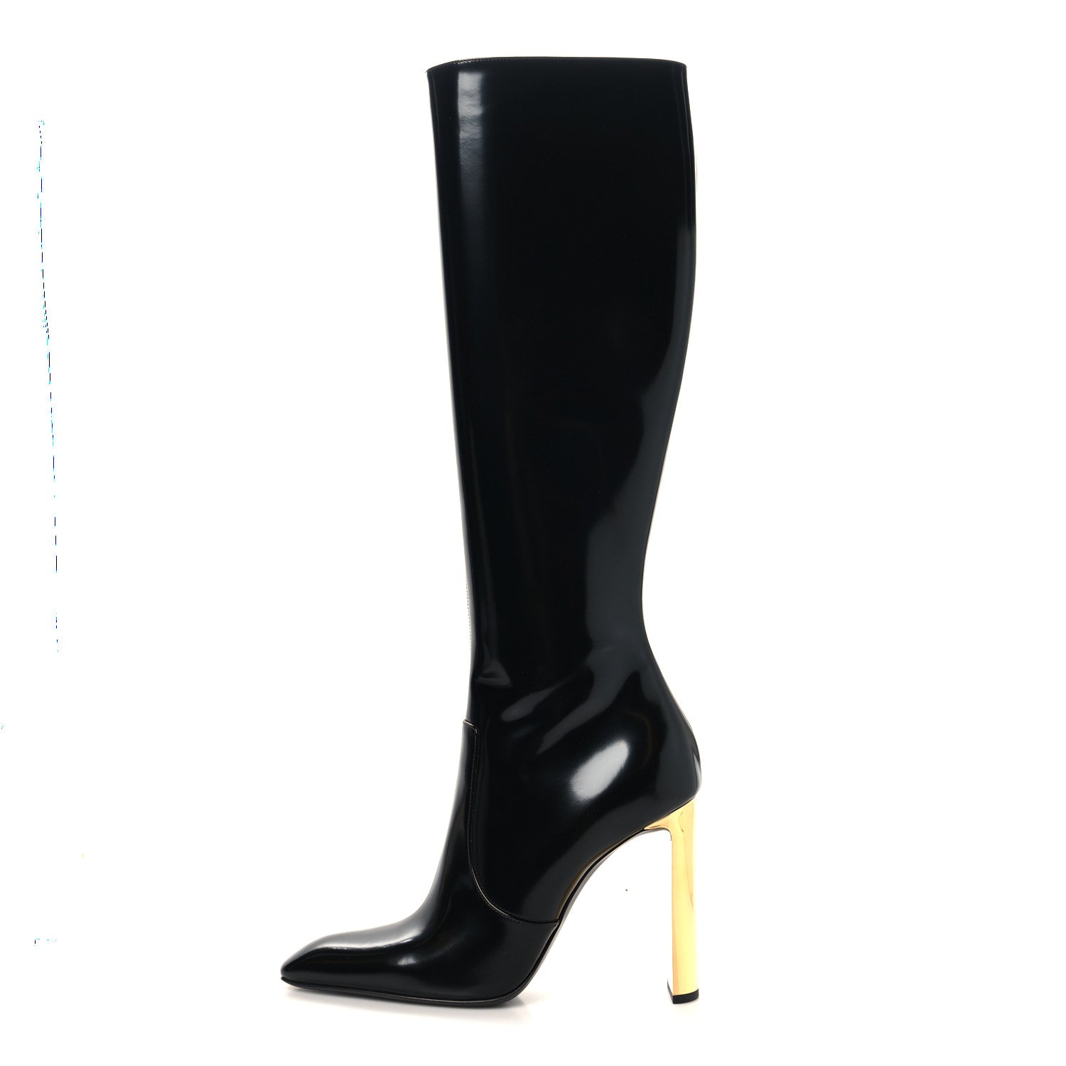 Saint Laurent Vitello Marilyn Auteuil 105 Knee High Zip Boots 41 Black 1 of 7