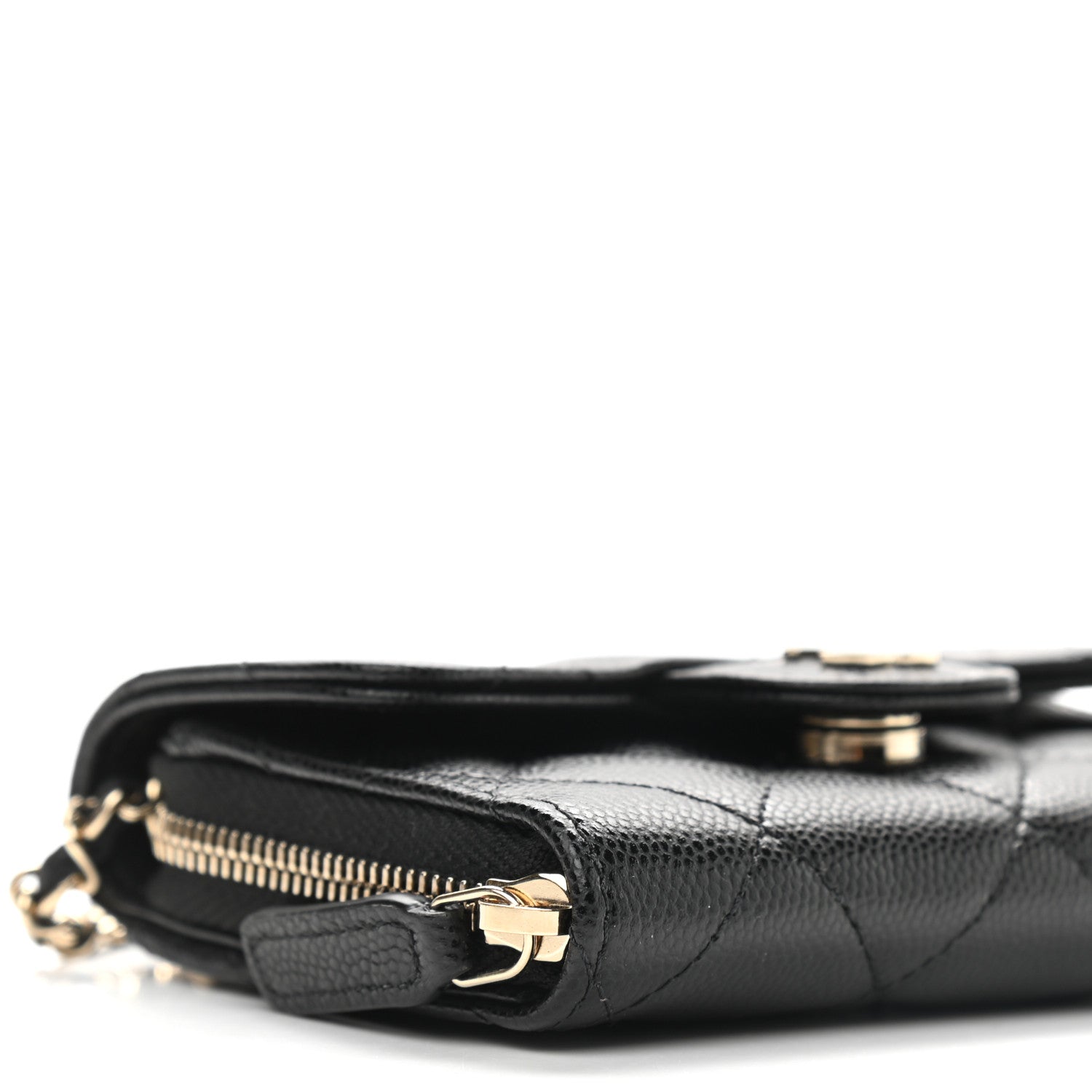 Chanel Caviar Quilted Flap Zip Card Holder On Chain Black 8 of 9