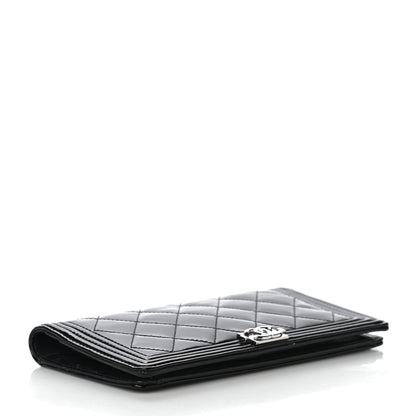 Chanel Patent Calfskin Quilted Boy Yen Wallet Black 4 of 15