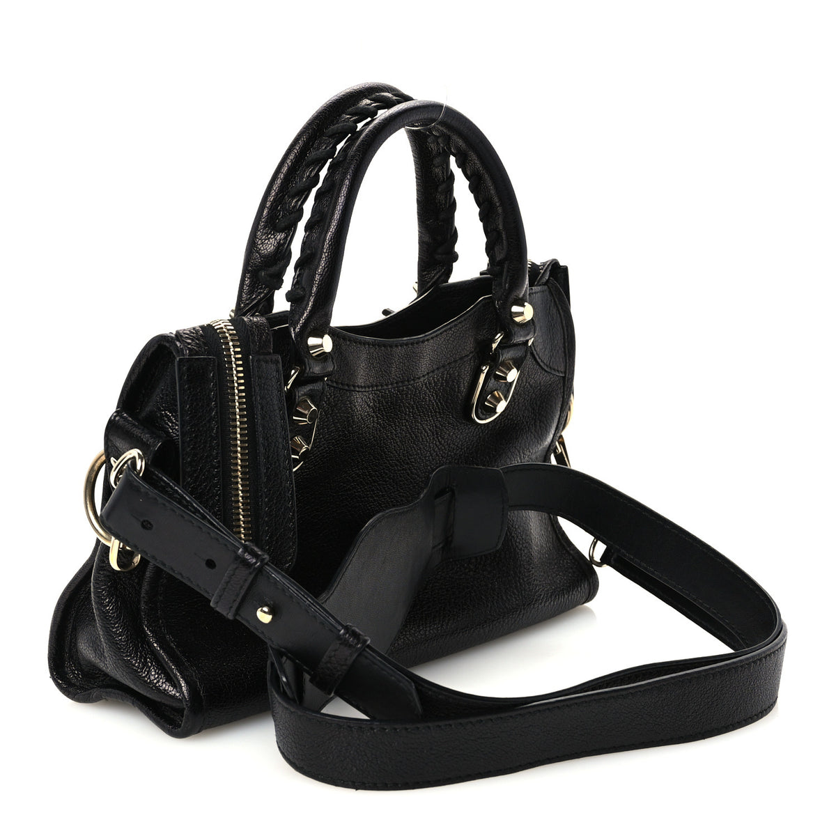 Chevre Gold Metallic Edge Hardware Mini City Black