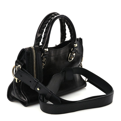Balenciaga Chevre Gold Metallic Edge Hardware Mini City Black 4 of 11
