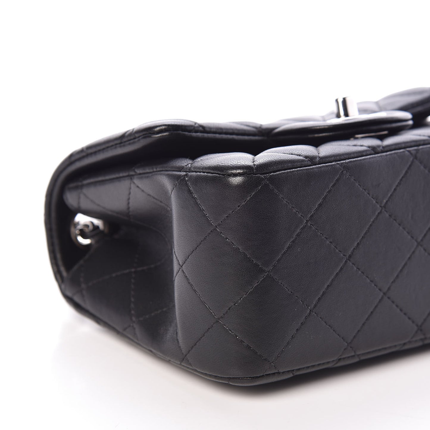 Lambskin Quilted Mini Square Flap Black
