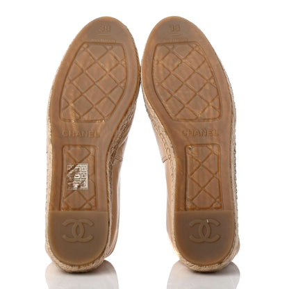 Chanel Lambskin CC Espadrilles 38 Beige Black 5 of 10