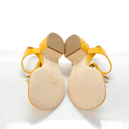 Chanel Lambskin CC Chain Thong Sandals 36 Yellow 6 of 7