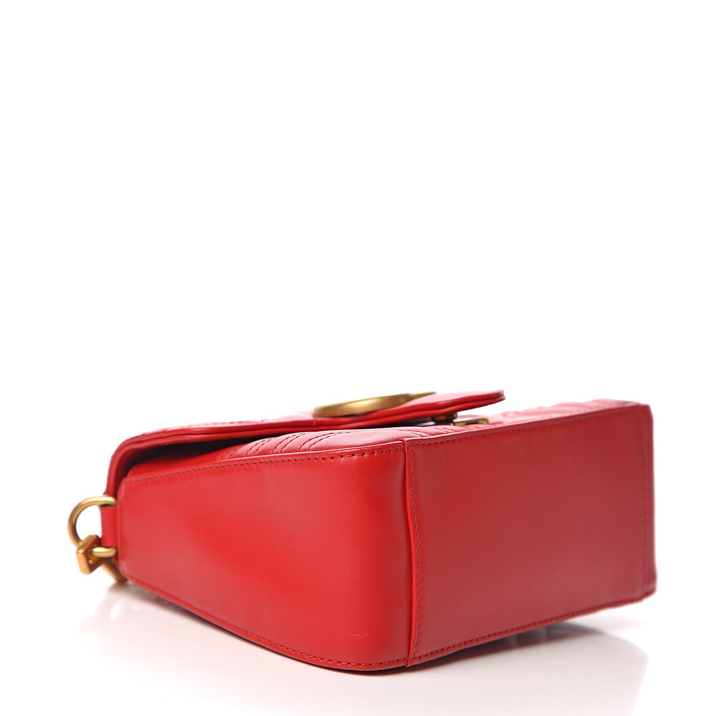 Calfskin Matelasse Mini GG Marmont Top Handle Shoulder Bag Hibiscus Red