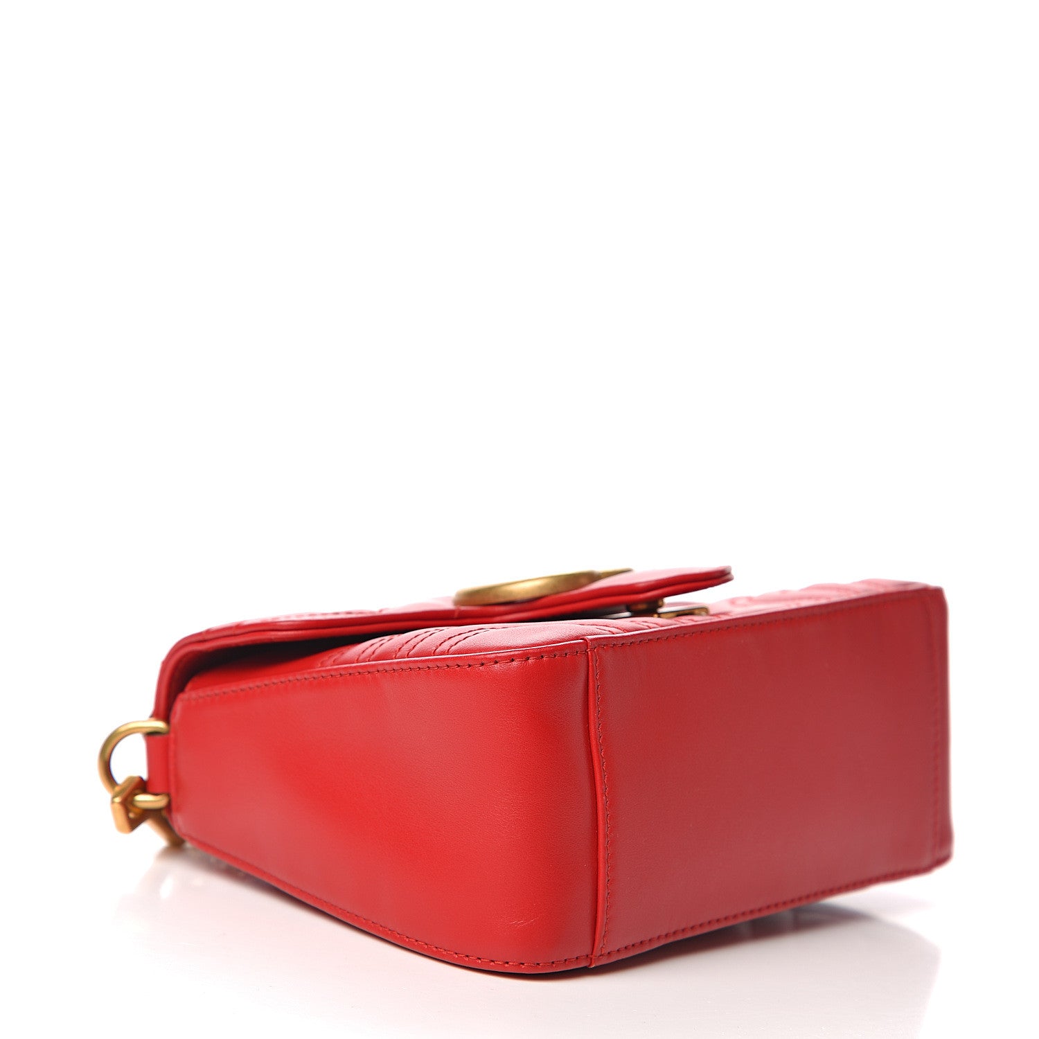 Gucci Calfskin Matelasse Mini GG Marmont Top Handle Shoulder Bag Hibiscus Red 3 of 12