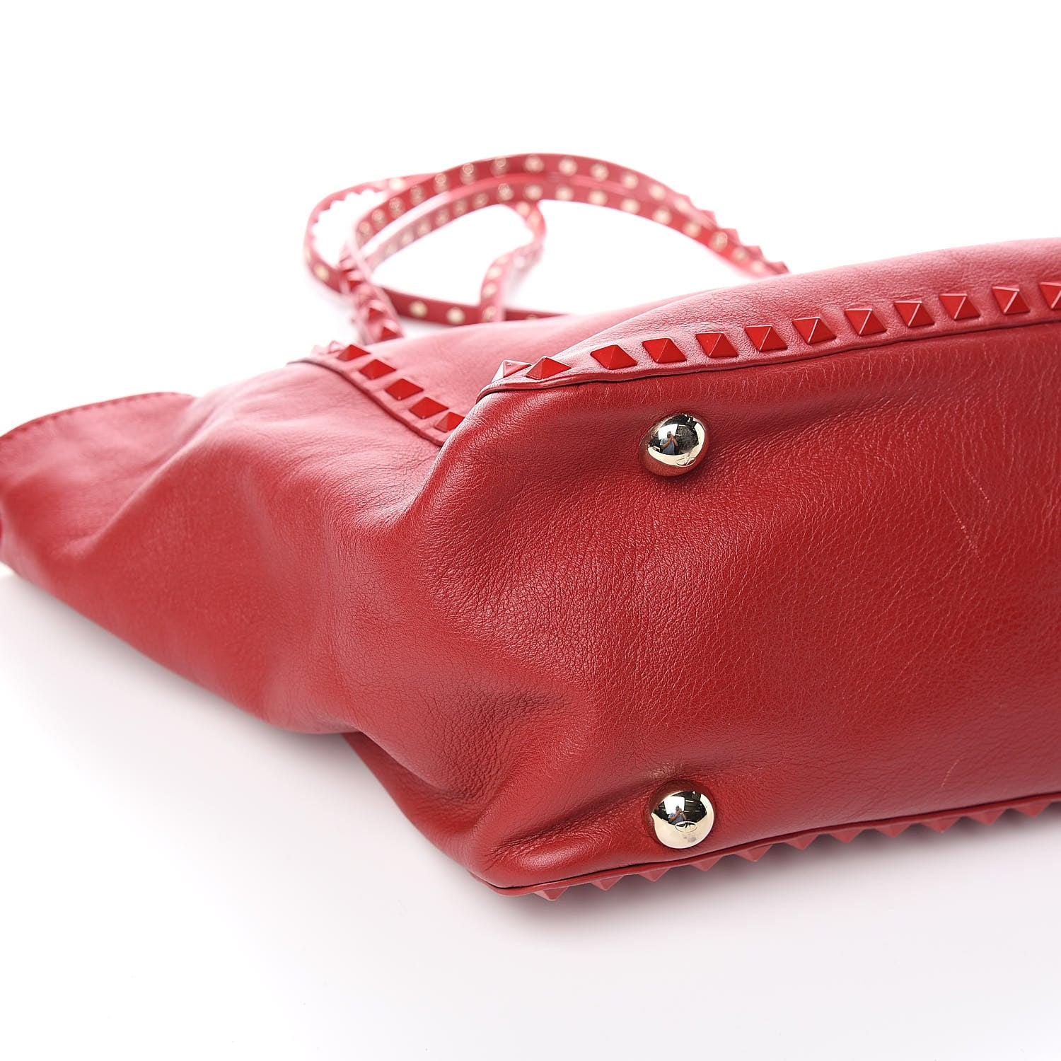 Valentino Garavani Vitello Monochrome Medium Rockstud Tote Rosso Valentino 7 of 10