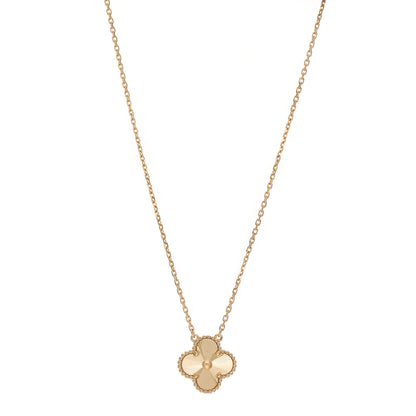 Van Cleef & Arpels 18K Yellow Gold Guilloche Vintage Alhambra Pendant Necklace 1 of 7