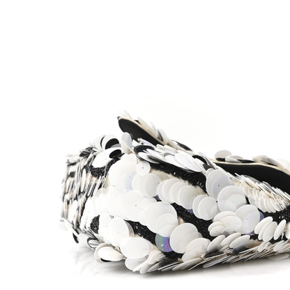 Gucci Satin Sequin Beaded Zebra Small GG Marmont Shoulder Bag Black White 10 of 10