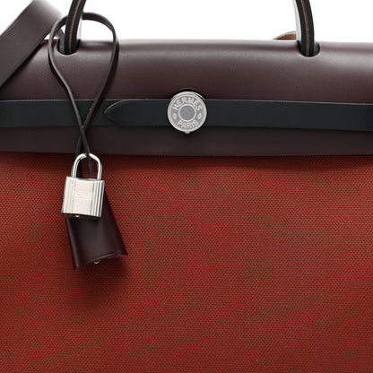 Hermes Military Toile Vache Hunter Tri-Color Herbag Zip Retourne 31 PM Rouge H Ebene Black 9 of 12