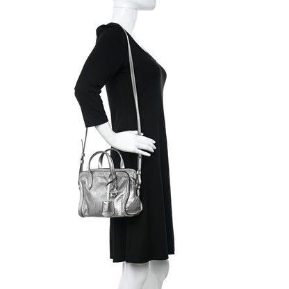Alexander McQueen Metallic Pebbled Calfskin Mini Padlock Tote Silver 2 of 12