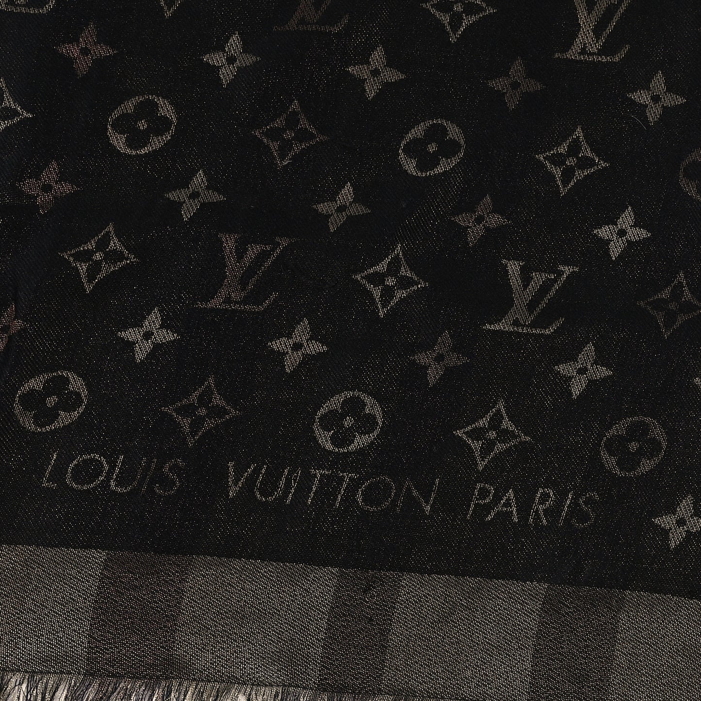 Silk Lurex Wool So Shine Monogram Shawl Black