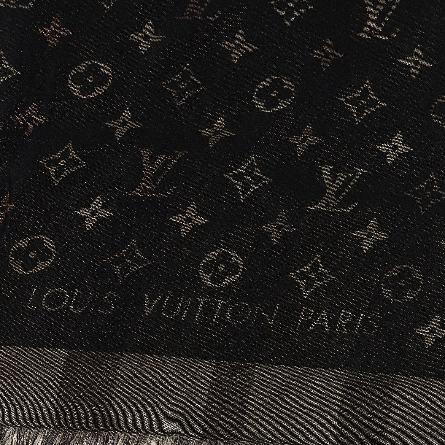 Louis Vuitton Silk Lurex Wool So Shine Monogram Shawl Black 2 of 3
