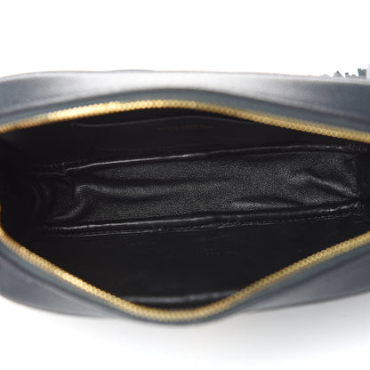 Saint Laurent Grain De Poudre Matelasse Monogram Mini Lou Camera Bag Dark Smog 5 of 11