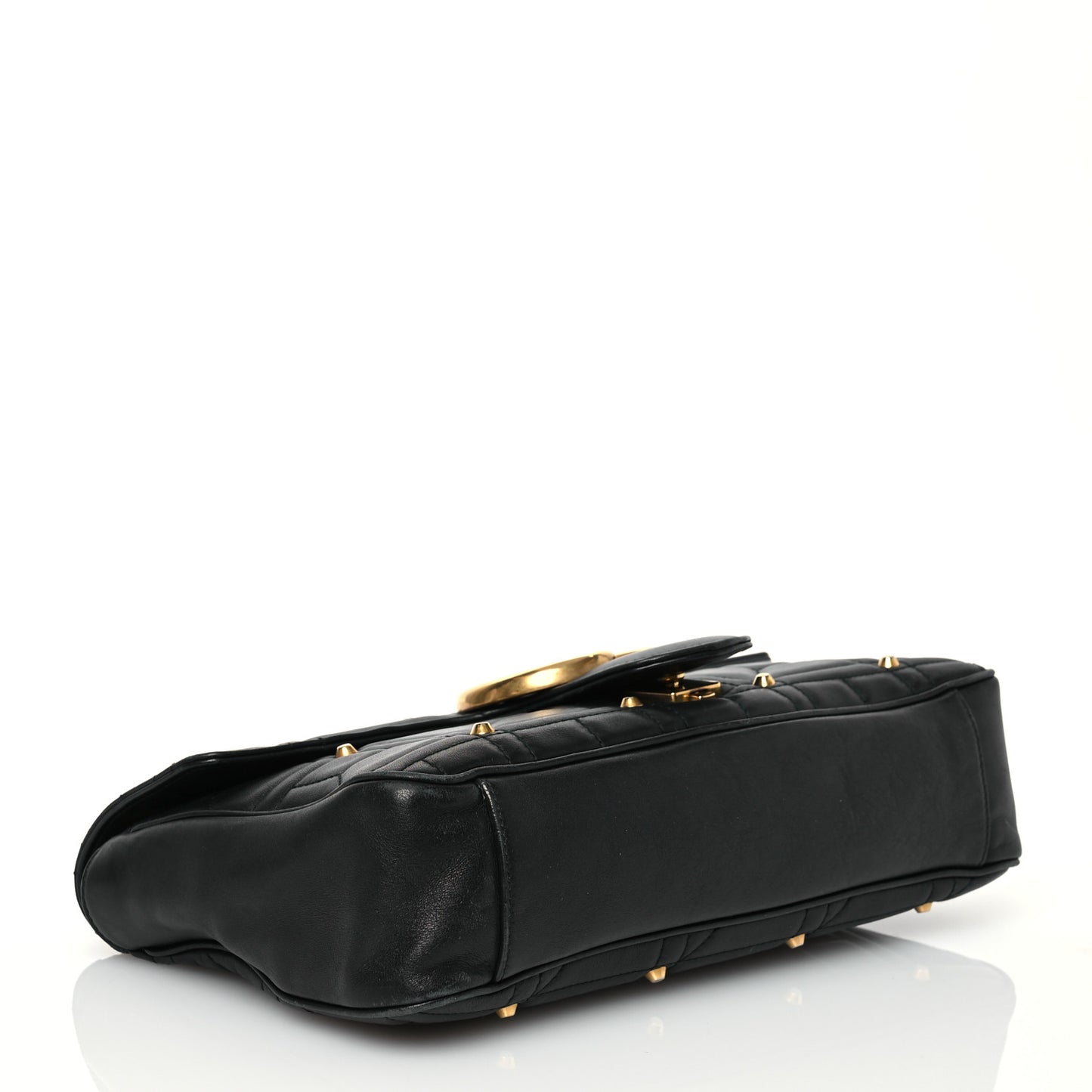 Calfskin Matelasse Studded Medium GG Marmont Shoulder Bag Black