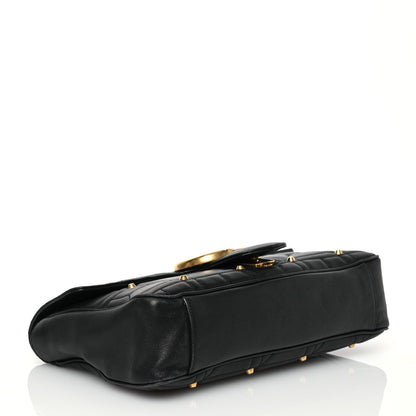 Gucci Calfskin Matelasse Studded Medium GG Marmont Shoulder Bag Black 4 of 17