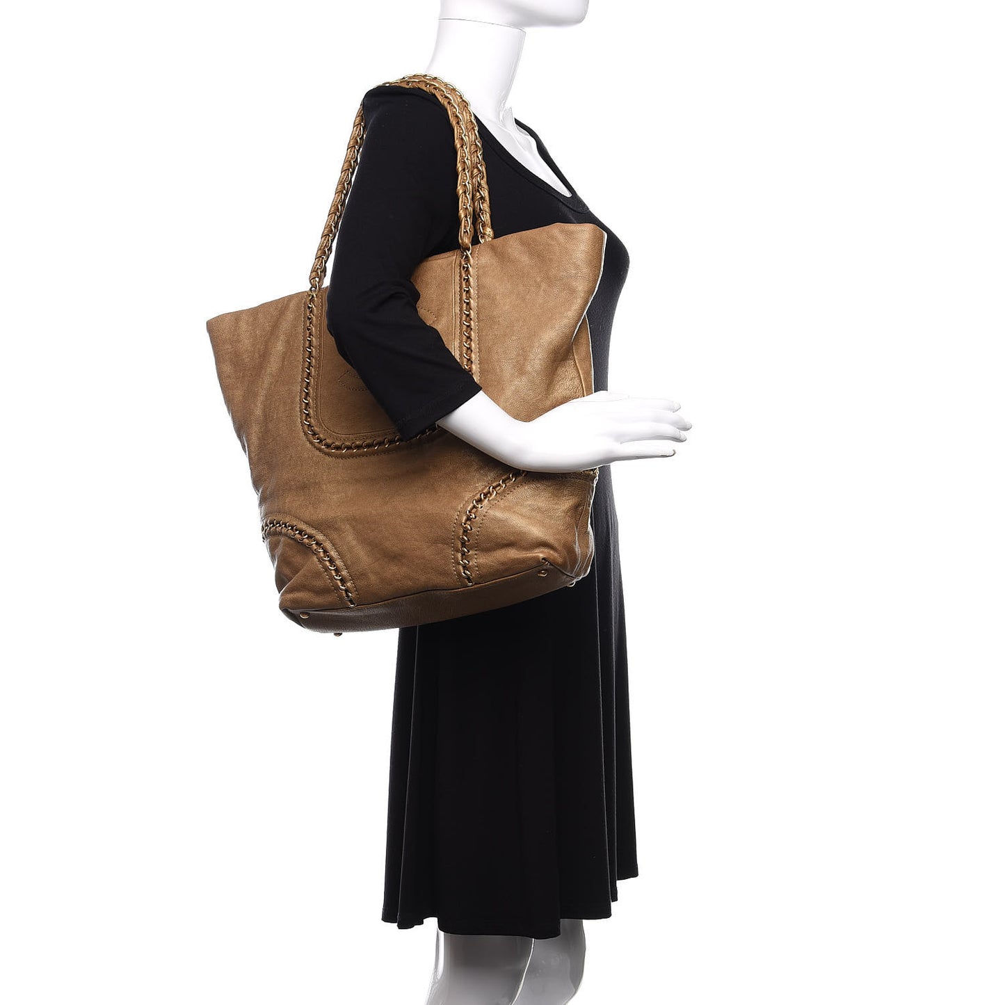 Metallic Goatskin Luxe Ligne Tote Gold