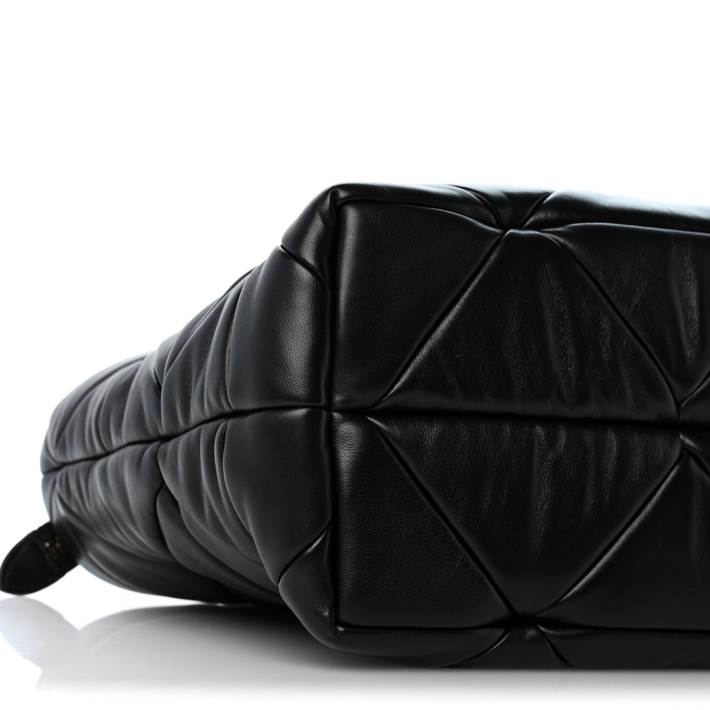 Nappa Triangle Quilted Padded Double Handled Zip Pocket Tote Black