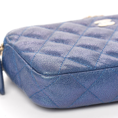 Chanel Iridescent Caviar Quilted Clutch With Chain Dark Blue 12 of 14