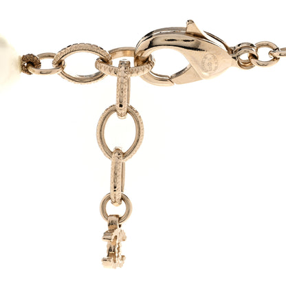 Chanel Pearl Crystal CC Necklace Light Gold 5 of 5