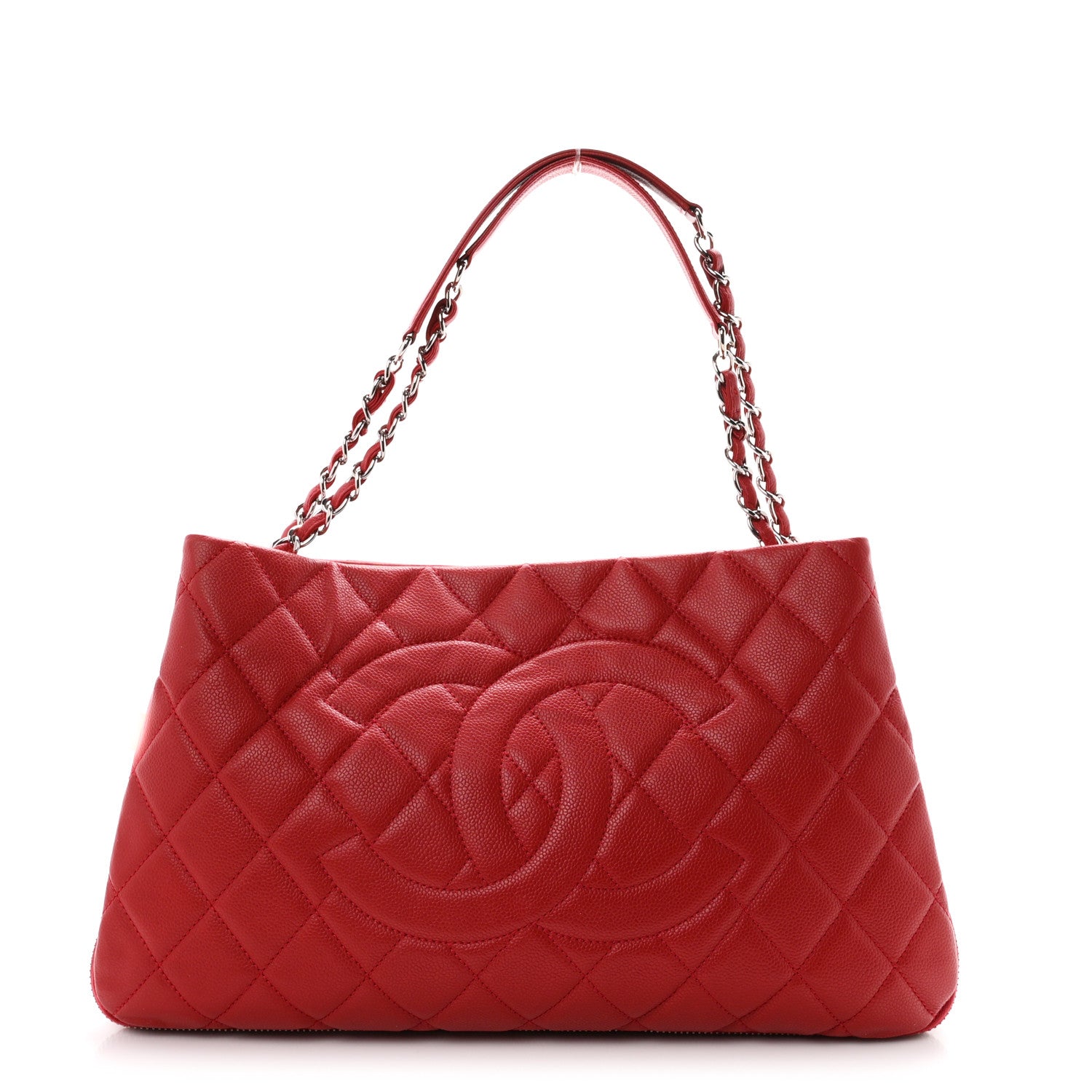 Chanel Caviar Quilted Expandable Zip Shoulder Bag Red 1 of 11