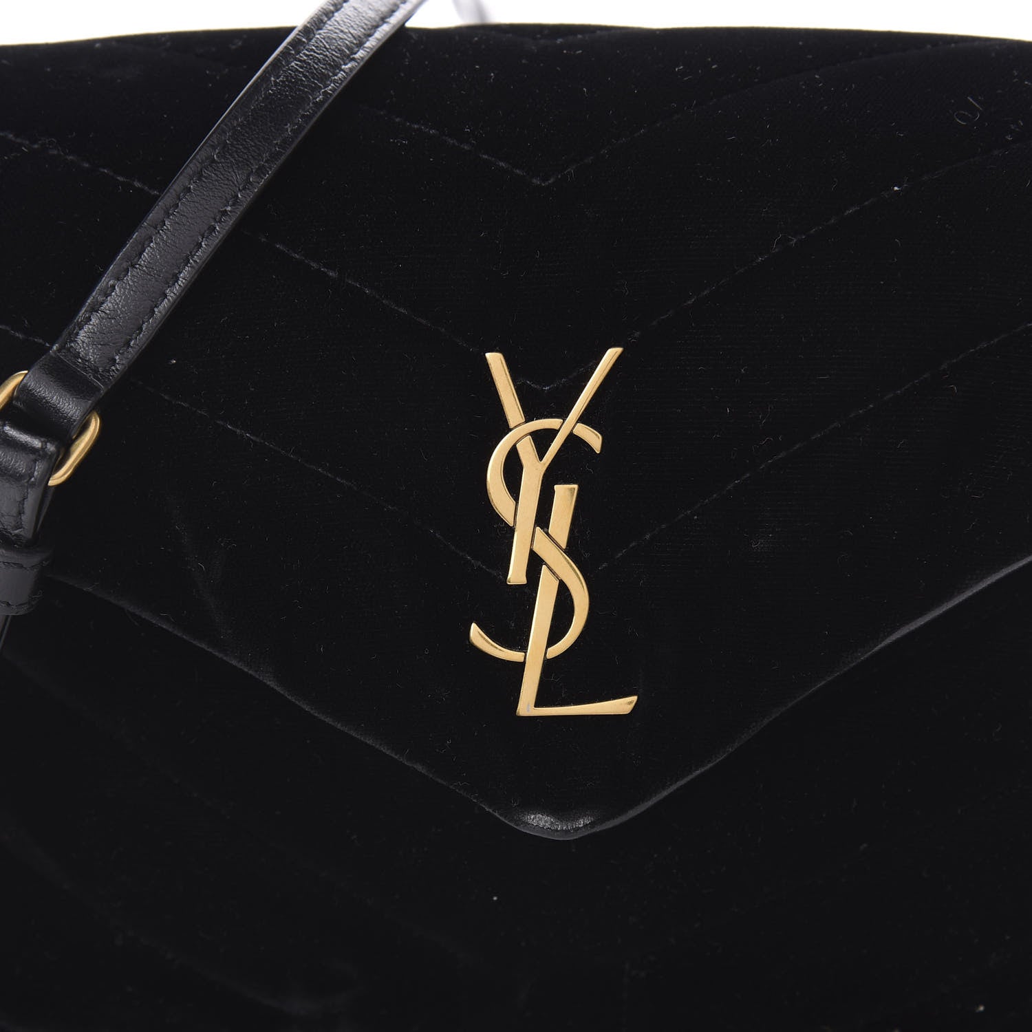 Saint Laurent Velvet Y Quilted Monogram Toy Loulou Chain Satchel French Black 9 of 10