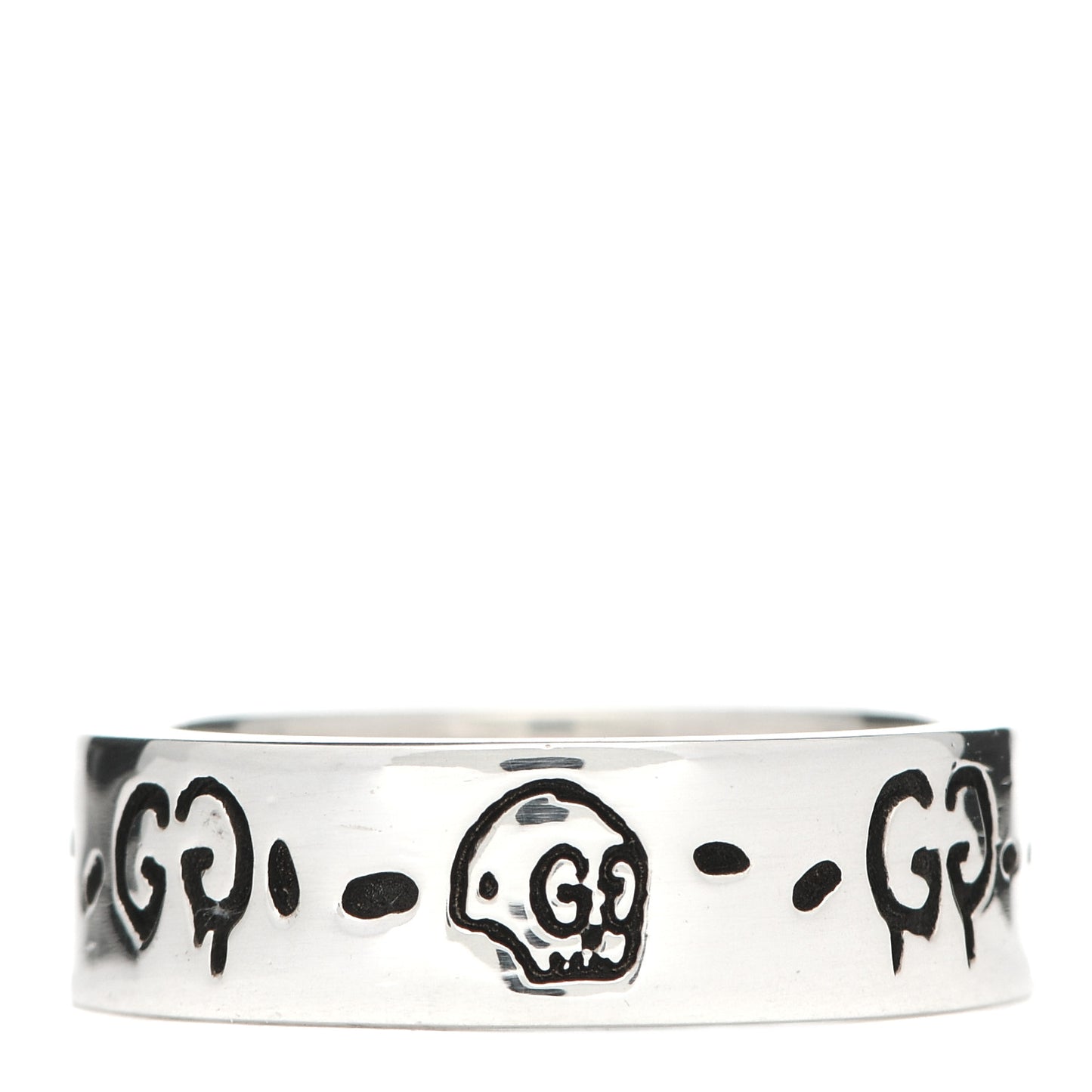 Sterling Silver Narrow GucciGhost Hamlet Skull Ring 54 6.75