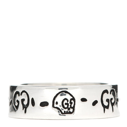 Gucci Sterling Silver Narrow GucciGhost Hamlet Skull Ring 54 6.75 1 of 4