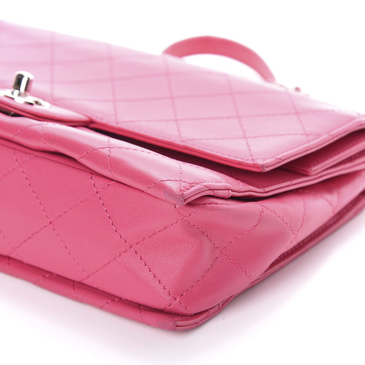 Calfskin Stitched Double Flap Bag Pink