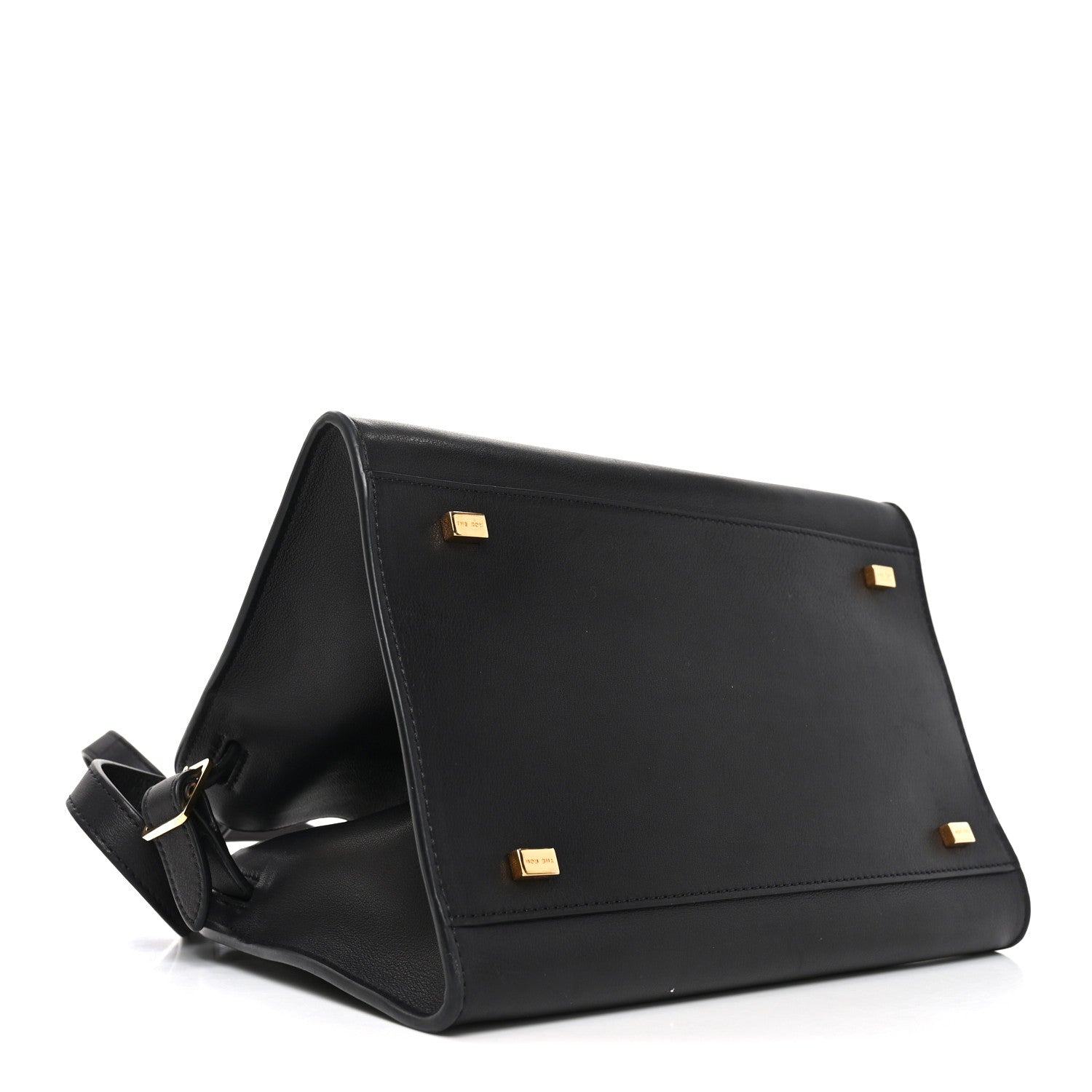 The Row Polished Saddle Calfskin Soft Margaux 10 Bag Black 4 of 9