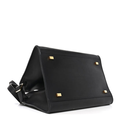 The Row Polished Saddle Calfskin Soft Margaux 10 Bag Black 4 of 9