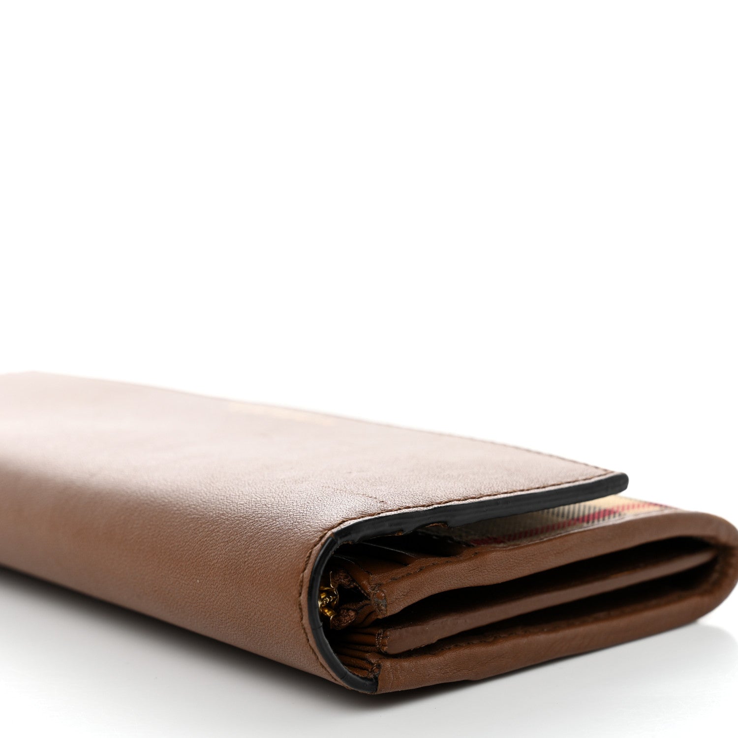 Burberry Calfskin Horseferry Check Porter Continental Wallet Tan 8 of 11
