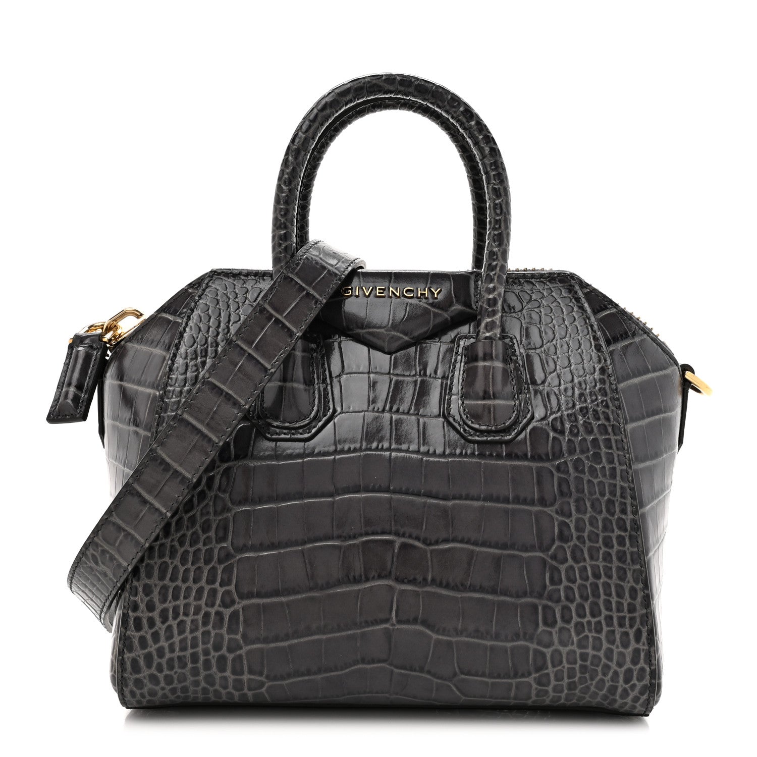 Givenchy Calfskin Crocodile Embossed Mini Antigona Storm Grey 1 of 10