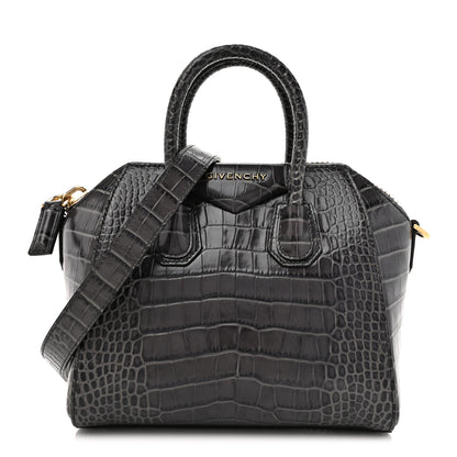 Givenchy Calfskin Crocodile Embossed Mini Antigona Storm Grey 1 of 10
