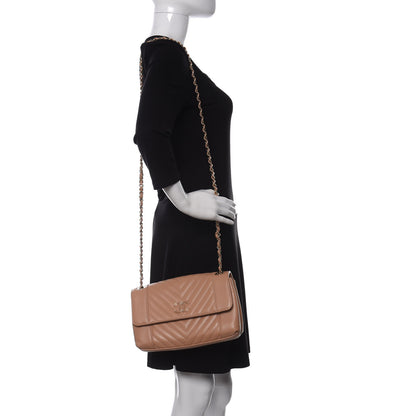 Chanel Calfskin Quilted Medium Daily Chevron Flap Beige 2 of 11